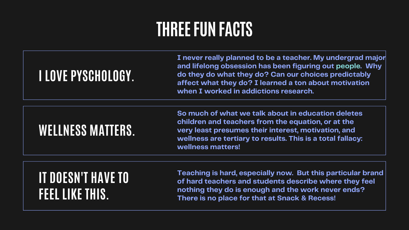 Fun facts: I love psychology.  Teacher wellness matters. It doesn't have to feel like this -- there is another way . 