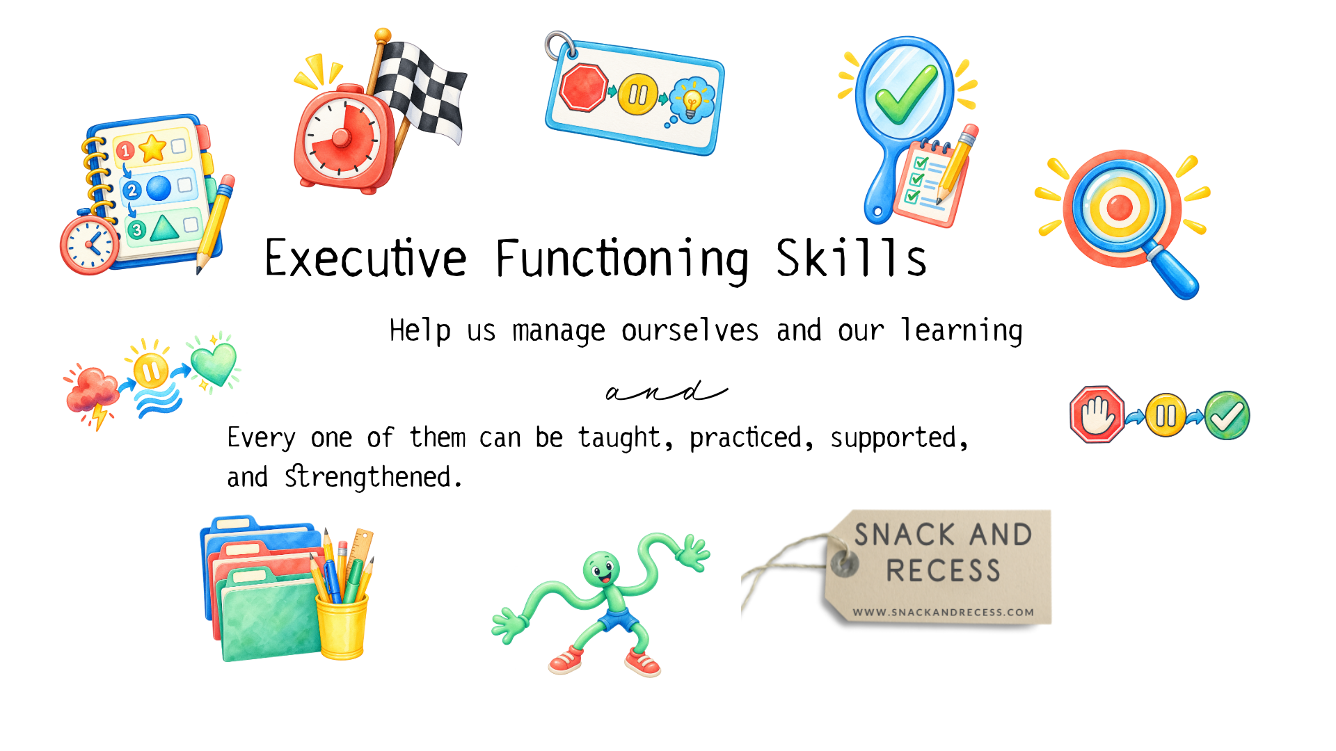 Executive Functioning Skills Icons for all 9 Domains of Executive Functioning